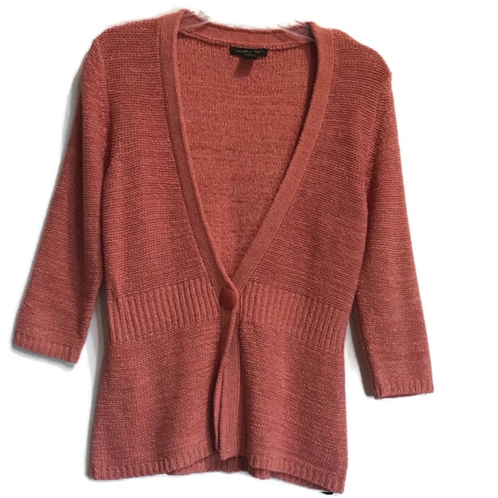 August Silk Cardigan 3/4 sleeve Sweater  Womens Size Medium